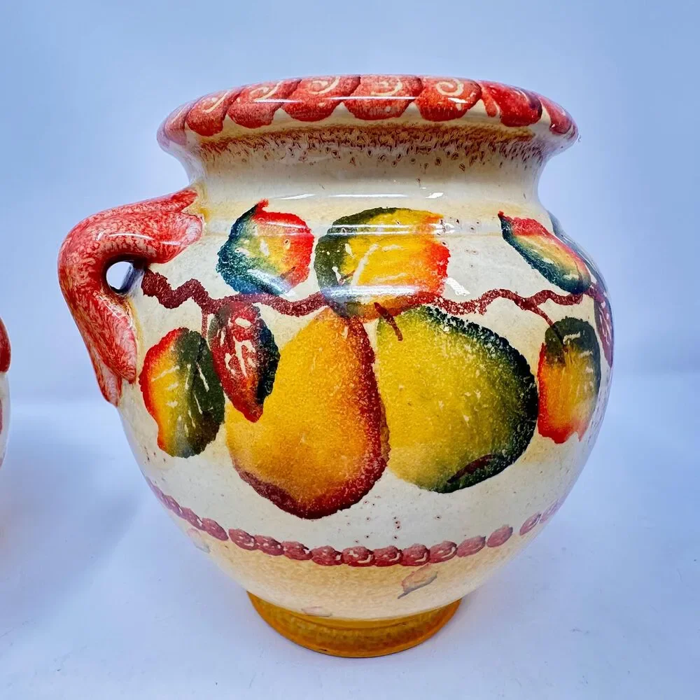 Vintage Williams Sonoma Italian Ceramic Kitchen Canisters Tuscan Pear Set of 3
